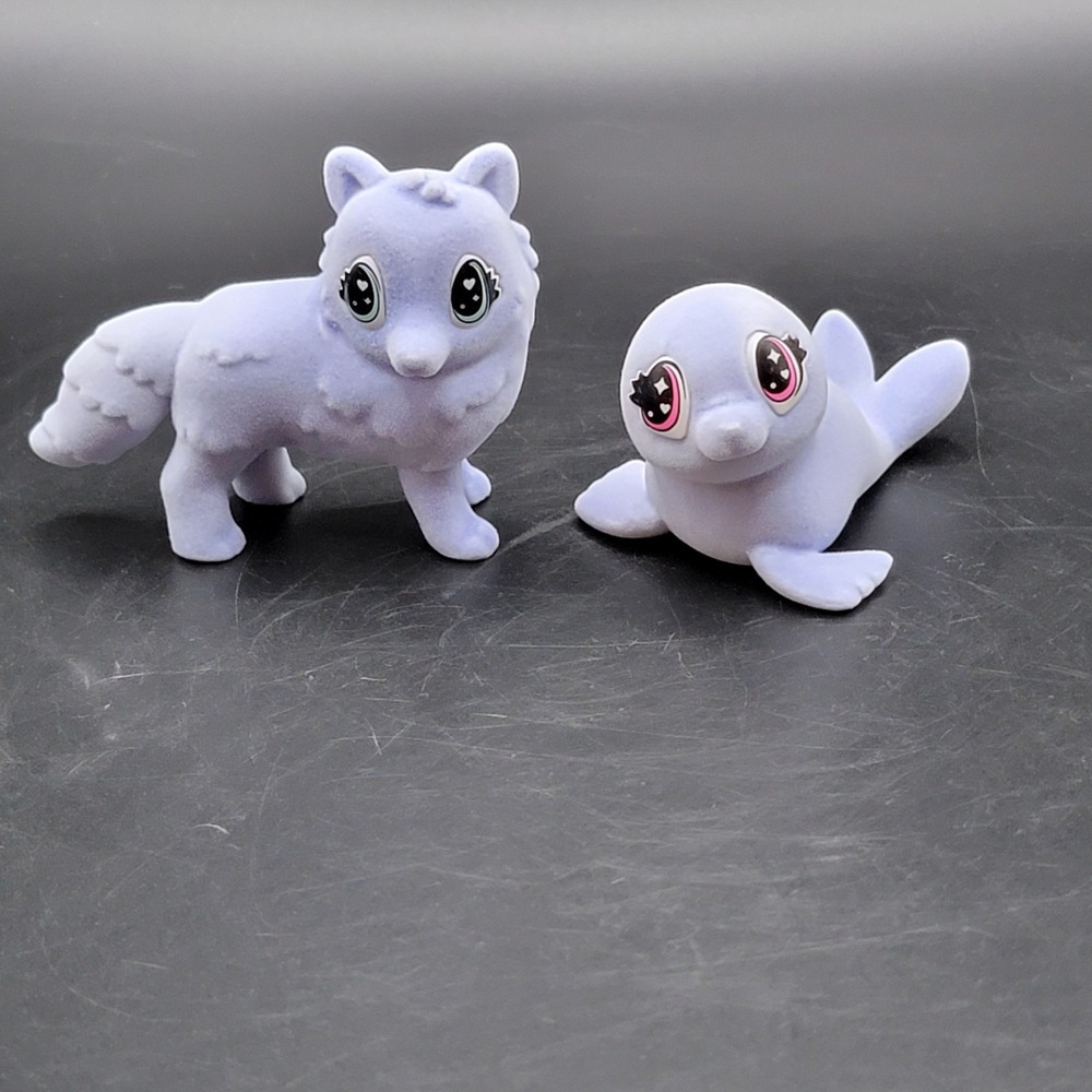 Flocked Purple Fox And Seal Figurines By Crayola